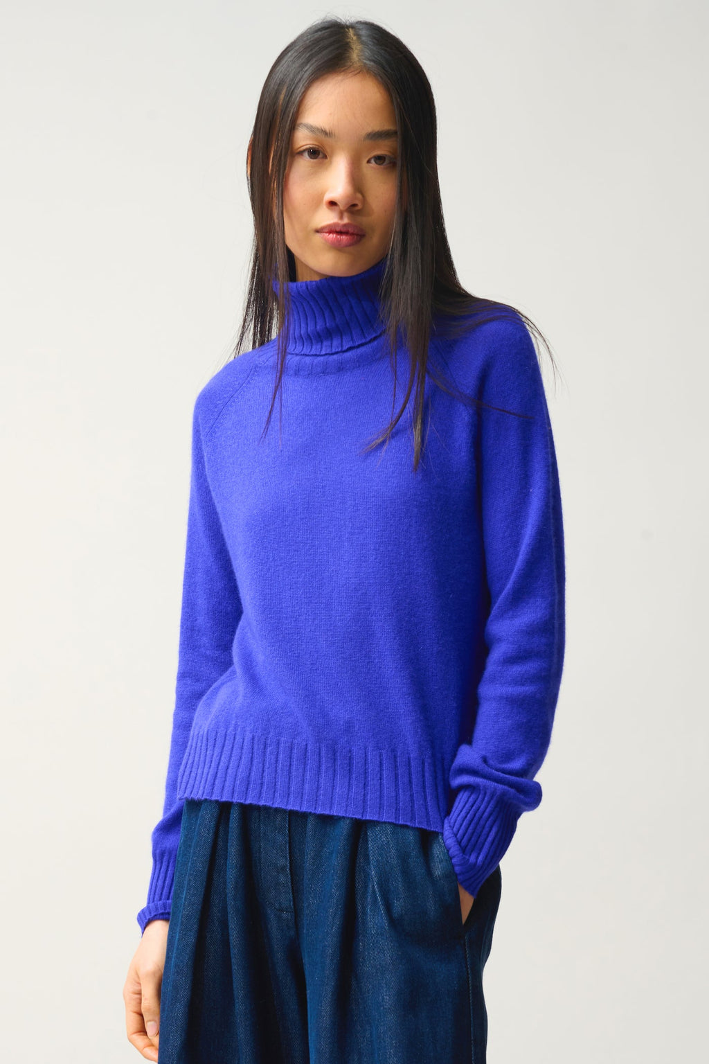 Roll Neck Jumper - Cassy - Blue