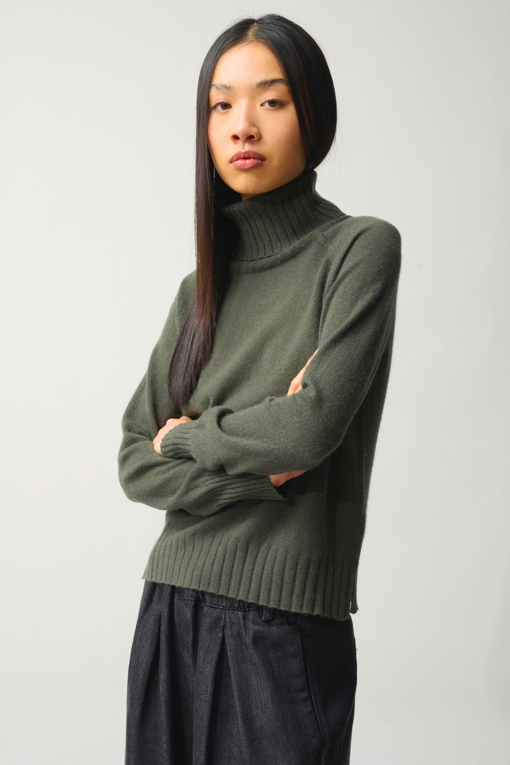 Roll-Neck Jumper - 100% 2-Ply Cashmere - Khaki