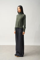 Pull Col Roulé - 100% Cachemire 2 Fils - Kaki