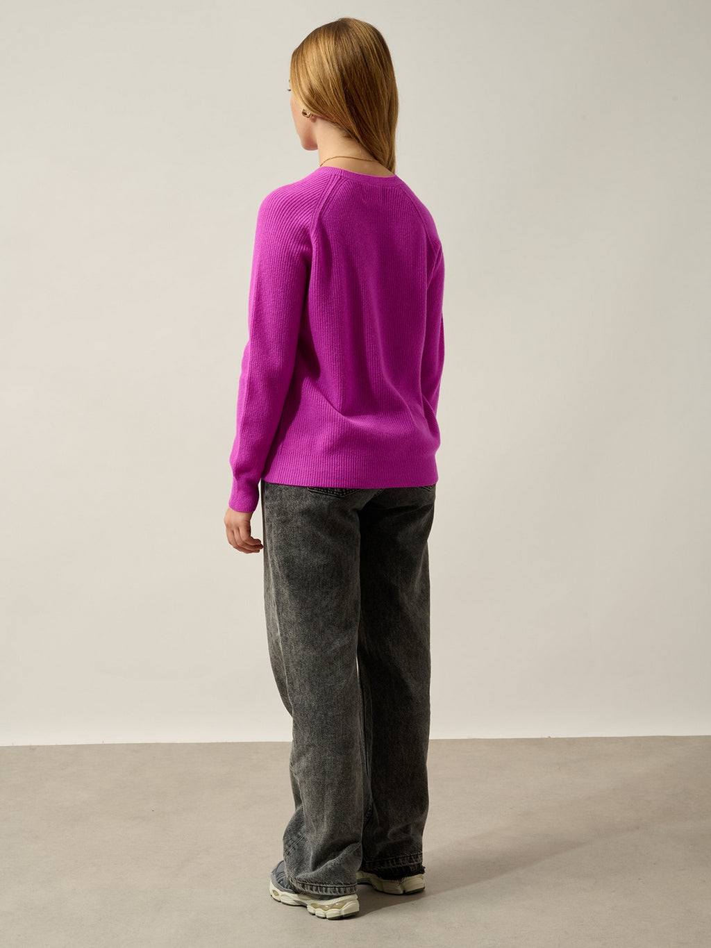 Pull Col Rond Célimène - 100% Cachemire, 2 Fils - Violet Fluo