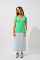 T-Shirt Col V - Kali - Vert Cactus