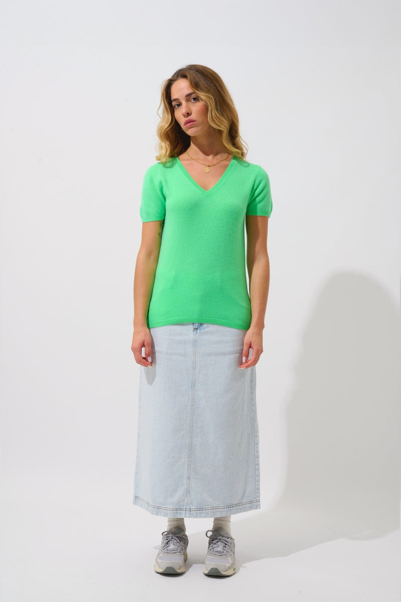 T-Shirt Col V - Kali - Vert Cactus