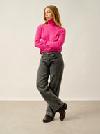 Pull Col Roulé Suzie - 100% Cachemire, 2 Fils - Flamant Rose