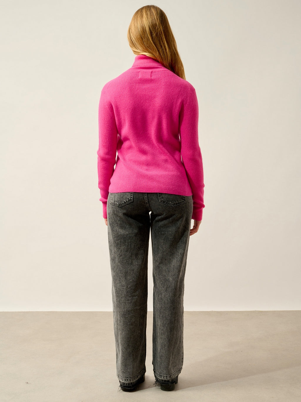 Pull Col Roulé Suzie - 100% Cachemire, 2 Fils - Flamant Rose