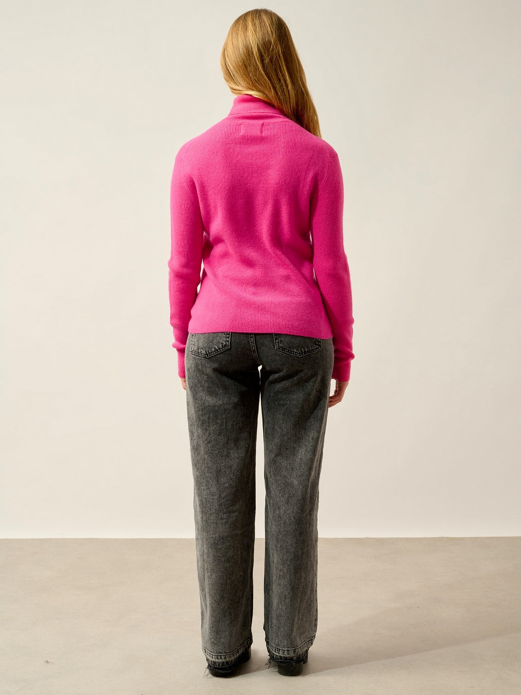 Pull Col Roulé Suzie - 100% Cachemire, 2 Fils - Flamant Rose