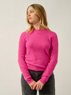 Pull Col Rond Bella - 100% Cachemire, 2 Fils - Flamant Rose - Femme