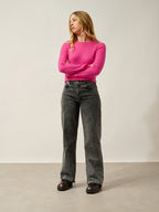 Pull Col Rond Bella - 100% Cachemire, 2 Fils - Flamant Rose - Femme