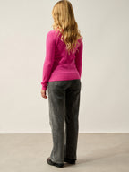 Pull Col Rond Bella - 100% Cachemire, 2 Fils - Flamant Rose - Femme