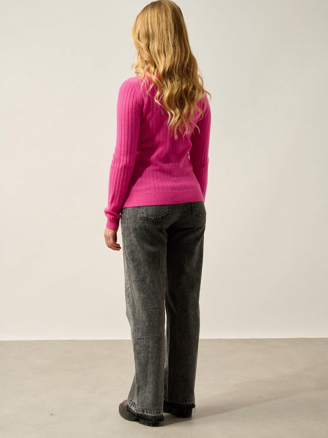 Pull Col Rond Bella - 100% Cachemire, 2 Fils - Flamant Rose - Femme