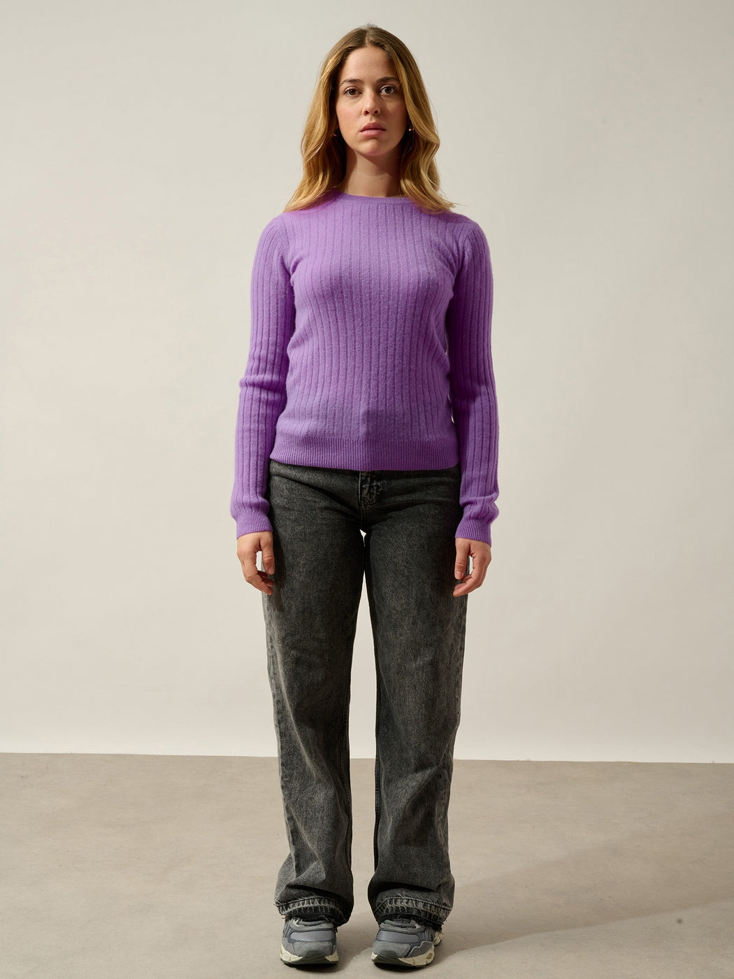 Pull Col Rond Bella - 100% Cachemire, 2 Fils - Parme