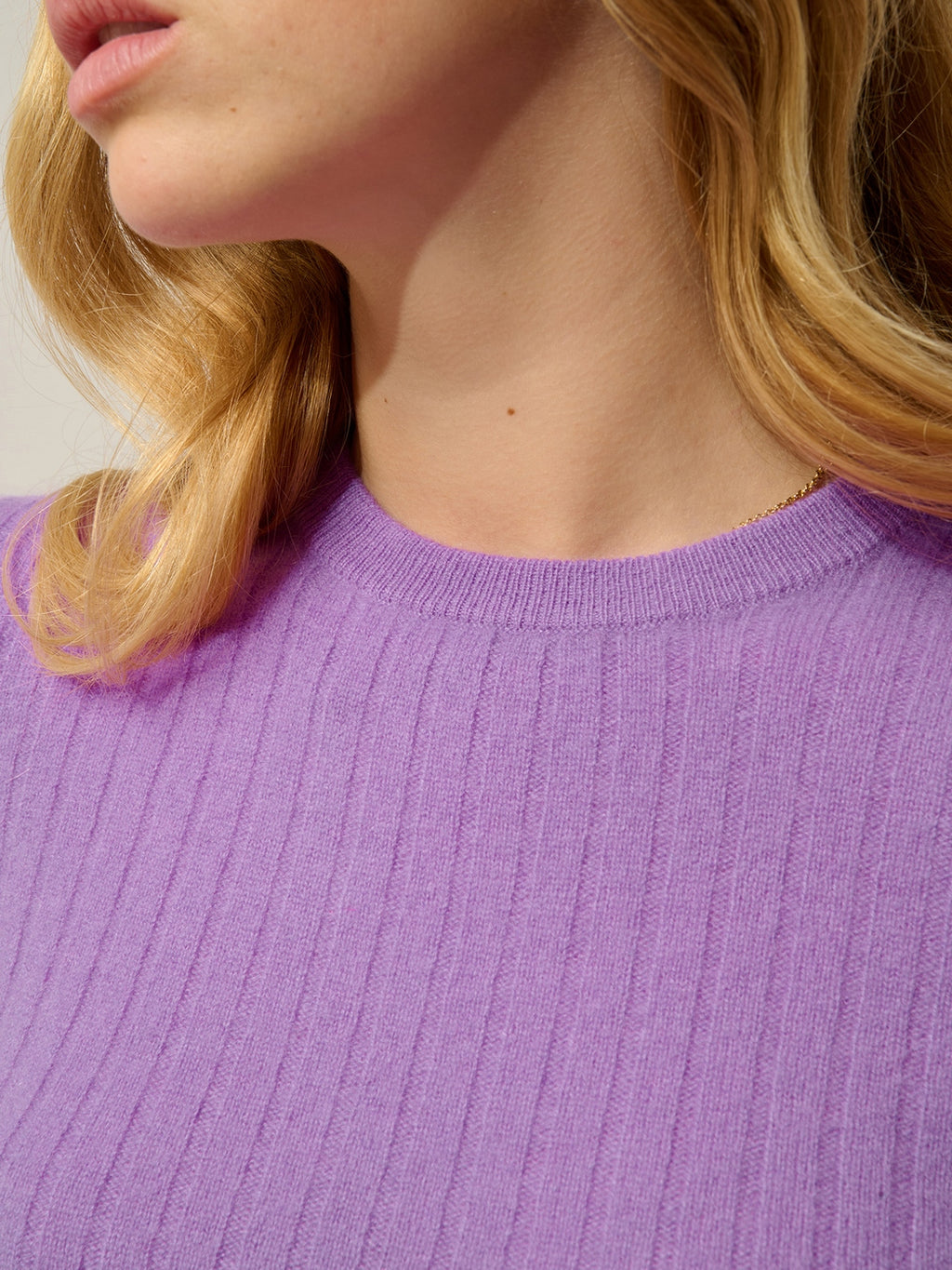 Pull Col Rond Bella - 100% Cachemire, 2 Fils - Parme