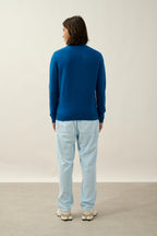Jersey de cuello en V - Agel - Azul jaspeado