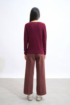 V-Neck Jumper - Galise - Mulberry