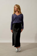 Pull Col V - Galise - Violet Gris Chiné