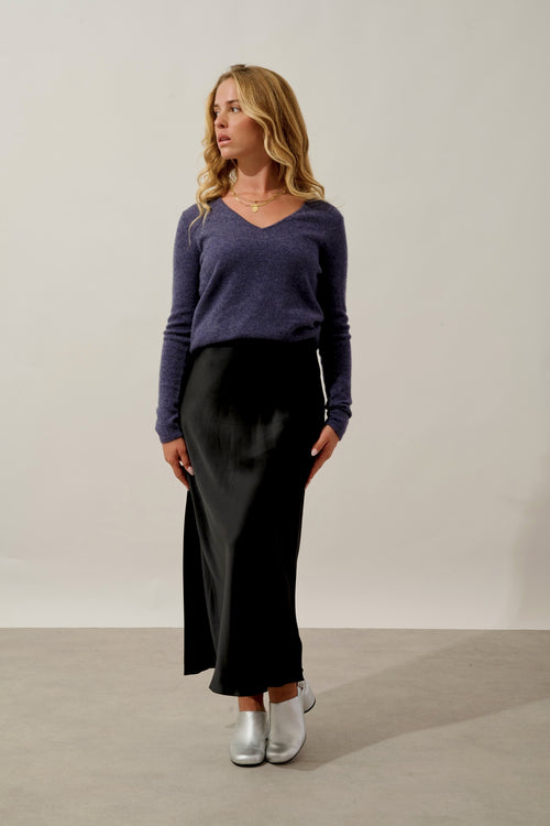 Pull Col V - Galise - Violet Gris Chiné