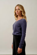 Pull Col V - Galise - Violet Gris Chiné