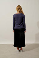 Pull Col V - Galise - Violet Gris Chiné