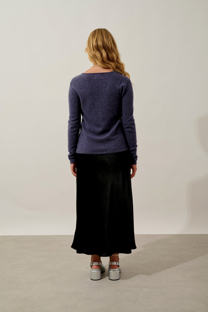 Pull Col V - Galise - Violet Gris Chiné