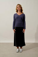 Pull Col V - Galise - Violet Gris Chiné