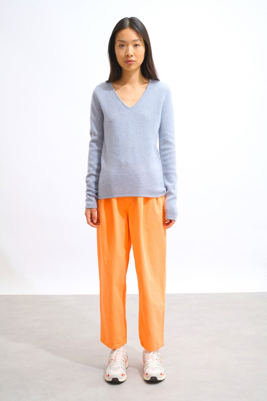 Pull Col V 4 Fils - Chelsea - Bleu Ivoire