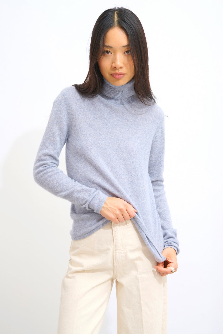 Pull Col Roulé - Bise - Bleu Ivoire