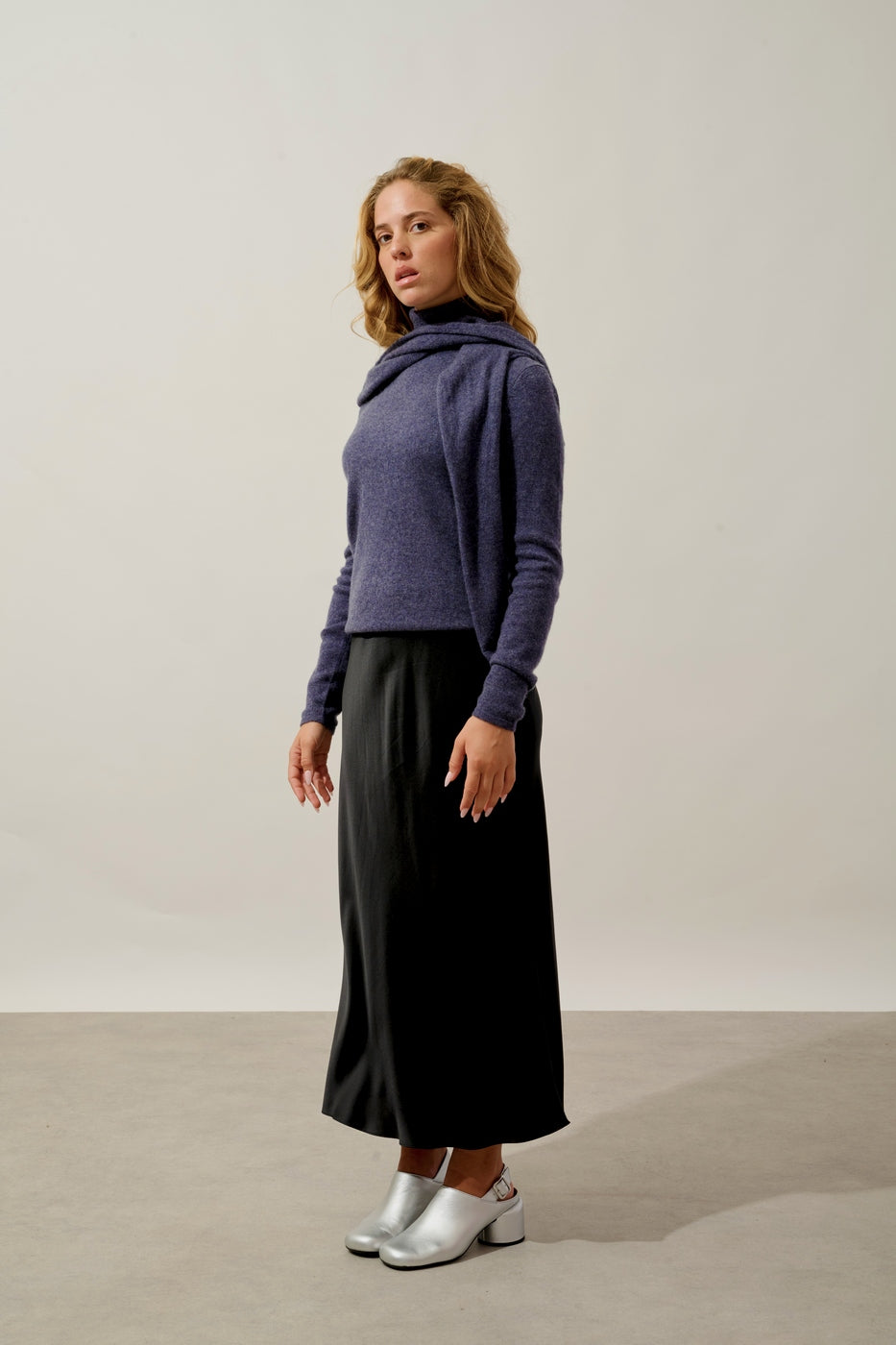 Roll-Neck Jumper - Bise - Mottled Grey Violet