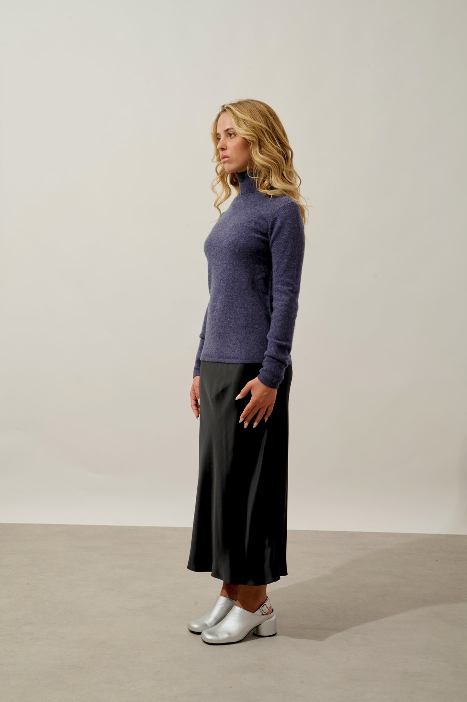 Roll-Neck Jumper - Bise - Mottled Grey Violet