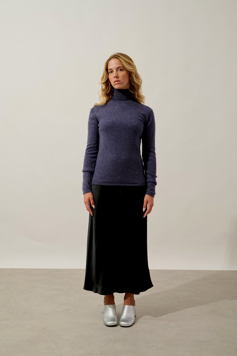 Pull Col Roulé - Bise - Violet Gris Chiné