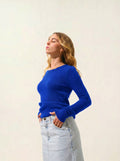 Pull Col Rond 4 Fils Ivy - Bleu Klein