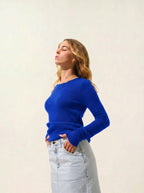 Pull Col Rond 4 Fils Ivy - Bleu Klein