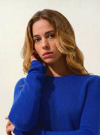 Pull Col Rond 4 Fils Ivy - Bleu Klein