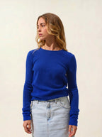 Pull Col Rond 4 Fils Ivy - Bleu Klein