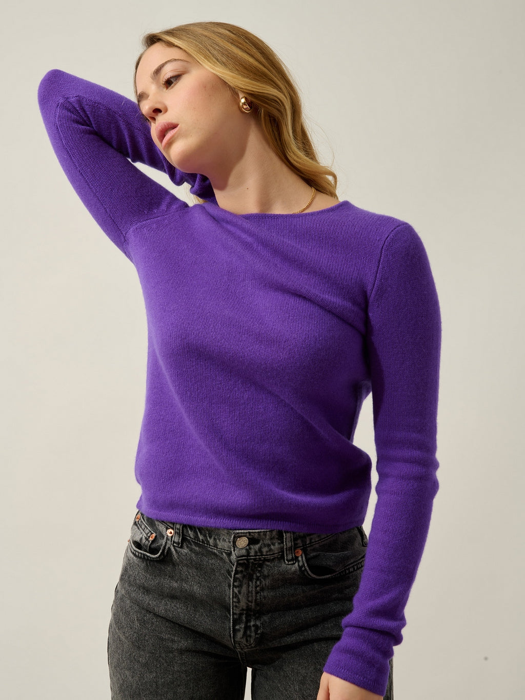 Rundhalspullover 4-fädig Ivy - 100 % Kaschmir, 4-fädig - Ultraviolett