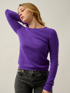 Rundhalspullover 4-fädig Ivy - 100 % Kaschmir, 4-fädig - Ultraviolett