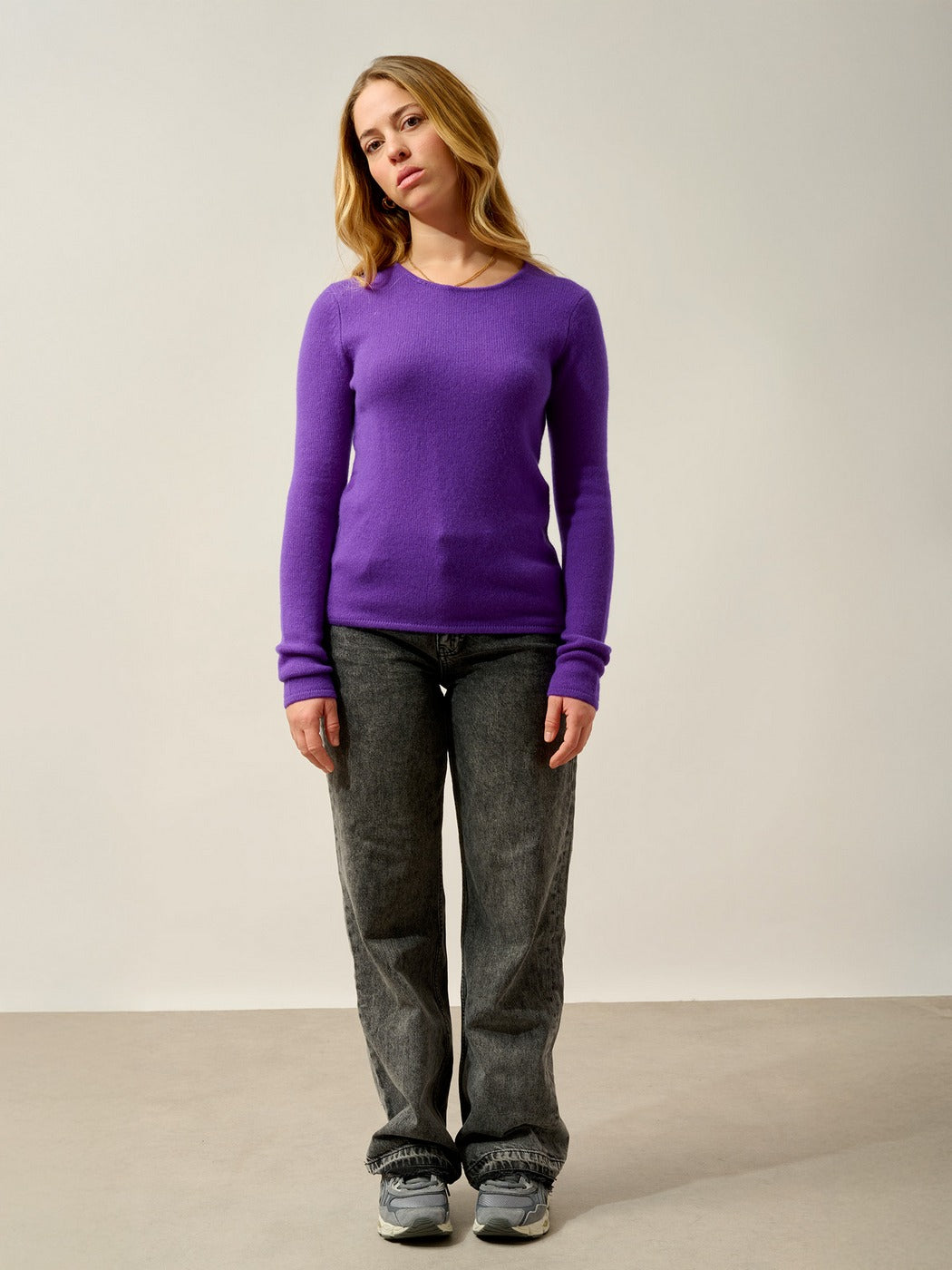 Rundhalspullover 4-fädig Ivy - 100 % Kaschmir, 4-fädig - Ultraviolett