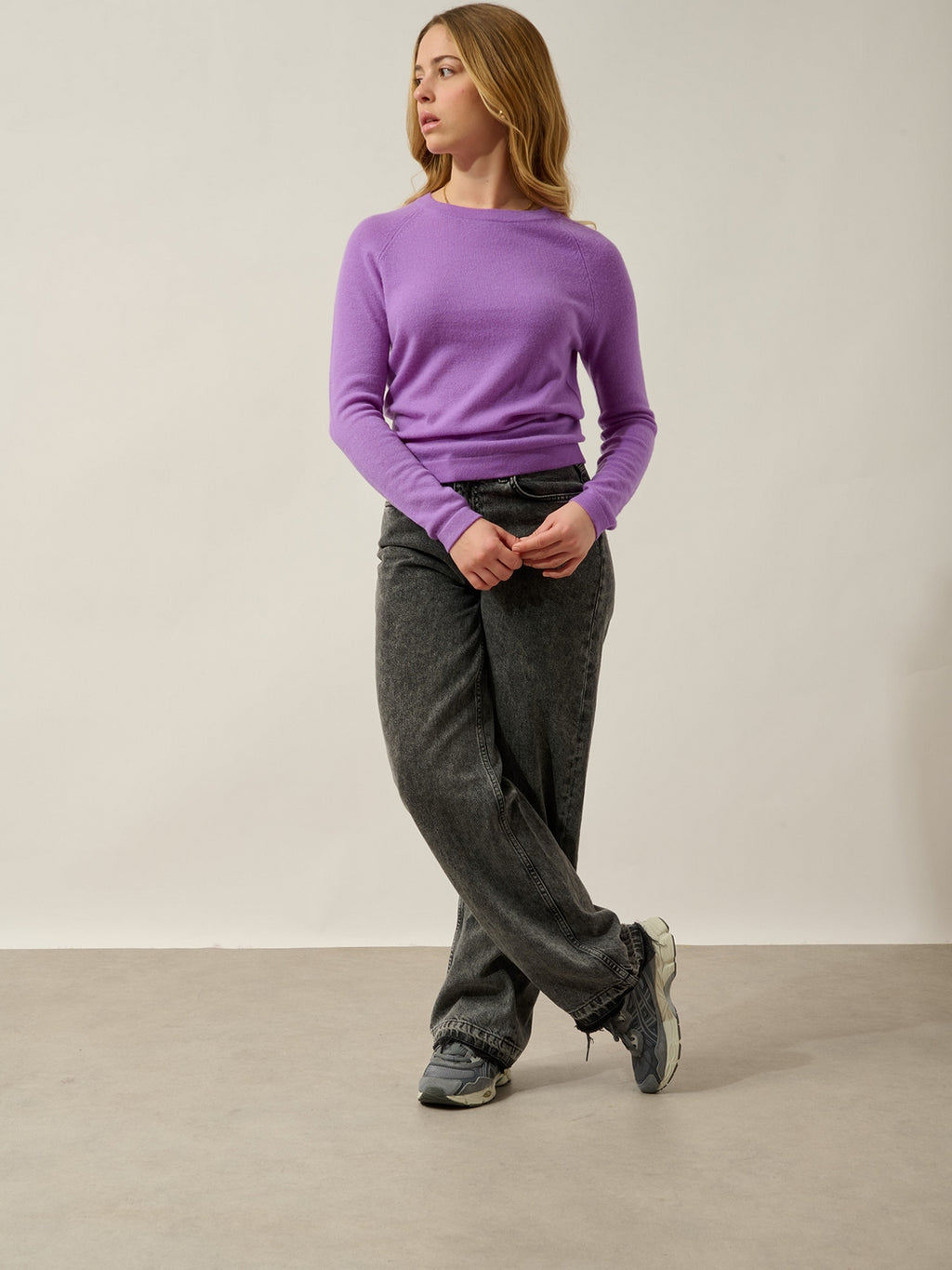 Pull Col Rond Ecrin - 100% Cachemire, 2 Fils - Lilas