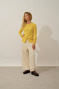 Round-Neck Cardigan - Caron - Citron