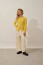 Round-Neck Cardigan - Caron - Citron