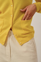Round-Neck Cardigan - Caron - Citron