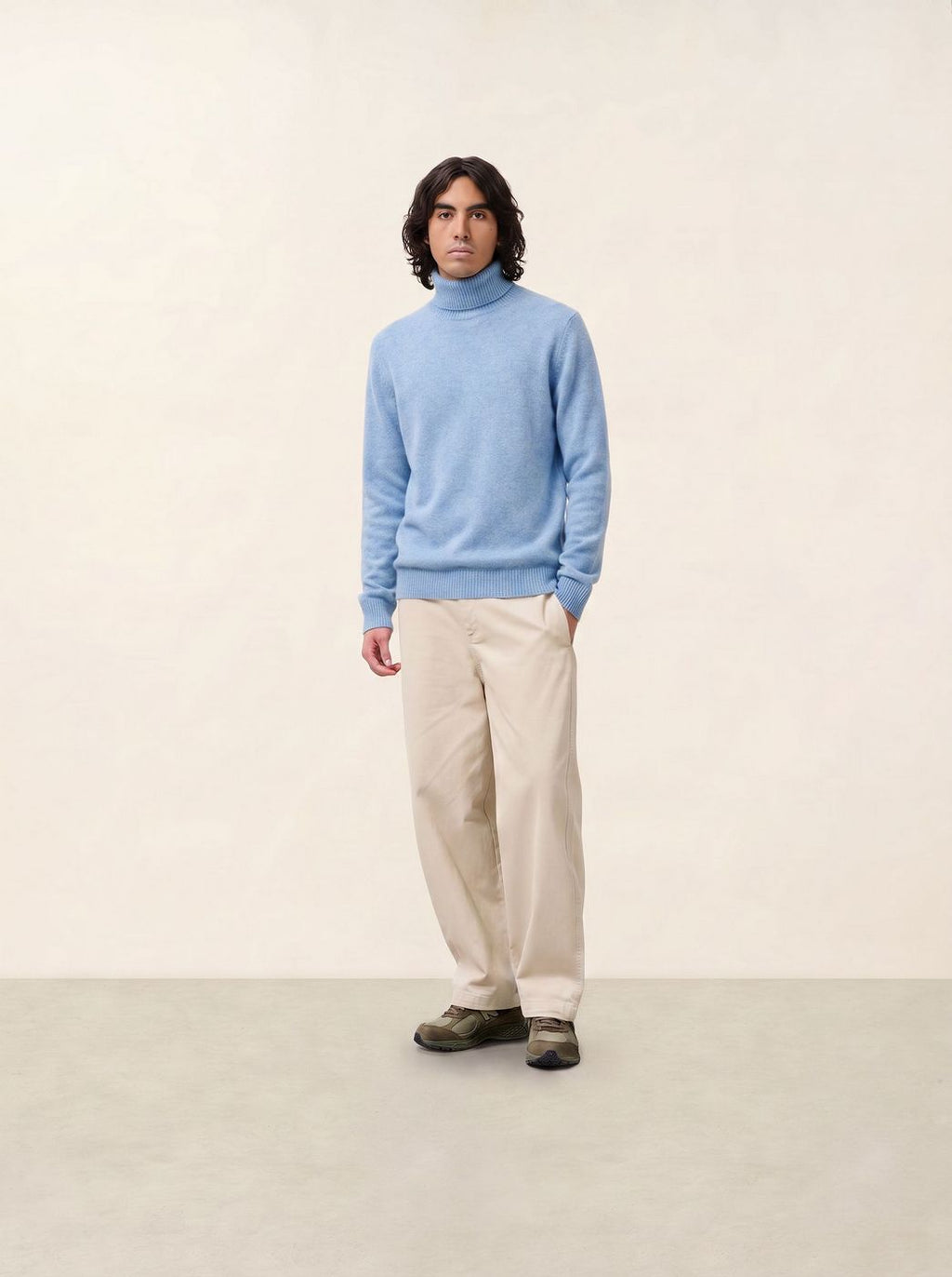 Jersey Martin de cuello alto de 4 hilos - 100% Cachemira, 4 hilos - Baby Blue Heather - Hombre