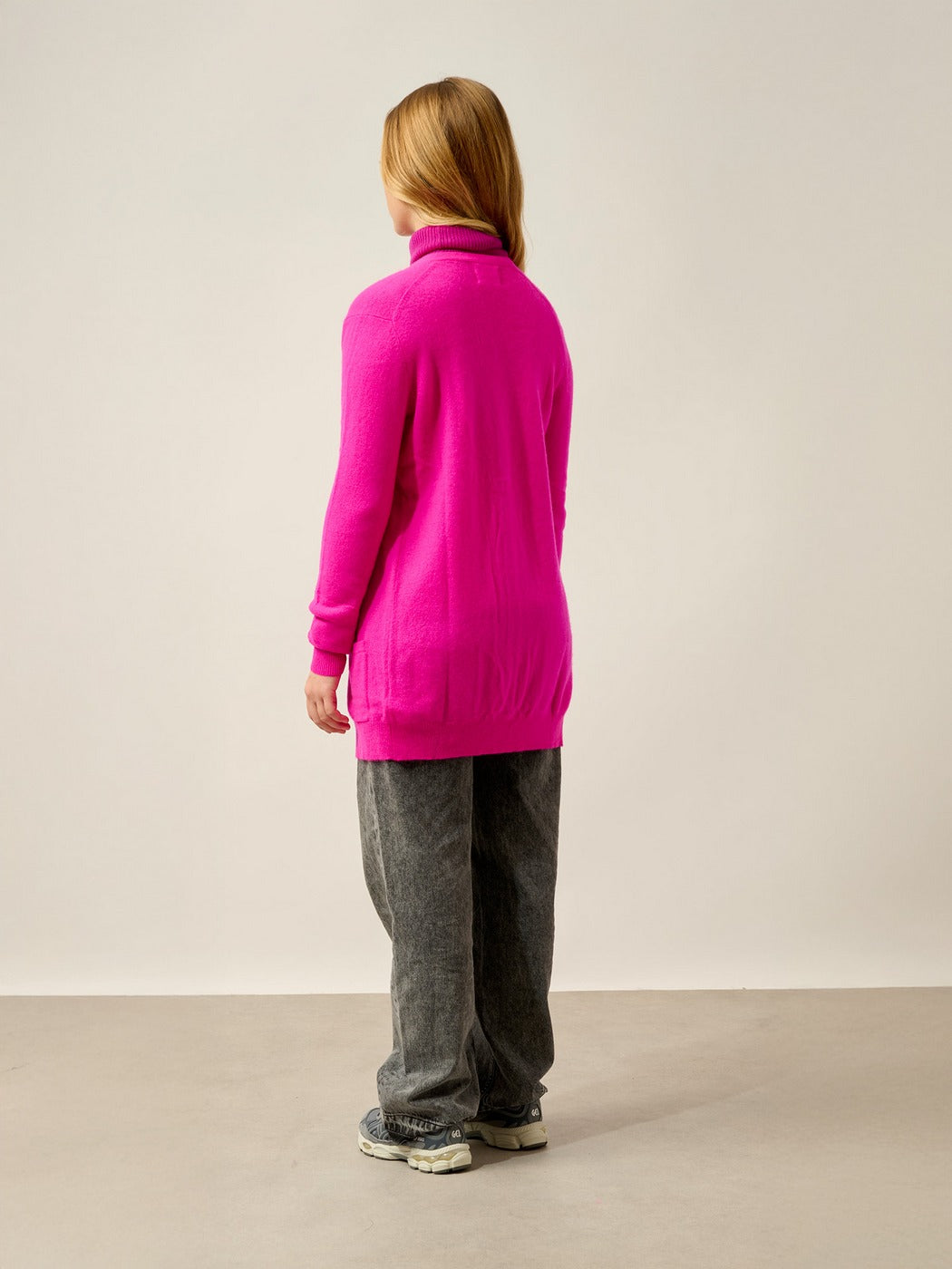 Cardigan Col V Cimet - 100% Cachemire, 2 Fils - Magenta Fushia