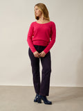 Pull Col Bateau Lanfon - 100% Cachemire, 2 Fils - Magenta Red
