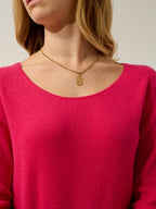 Pull Col Bateau Lanfon - 100% Cachemire, 2 Fils - Magenta Red