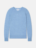 Pull Col Rond Etret - 100% Cachemire, 2 Fils - Baby Blue Chiné