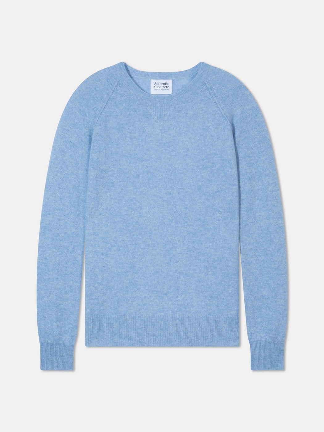 Pull Col Rond Etret - 100% Cachemire, 2 Fils - Baby Blue Chiné