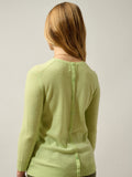 Estaris Button-Back Crew Neck Jumper - 100% Cashmere, 2-Ply - Lime