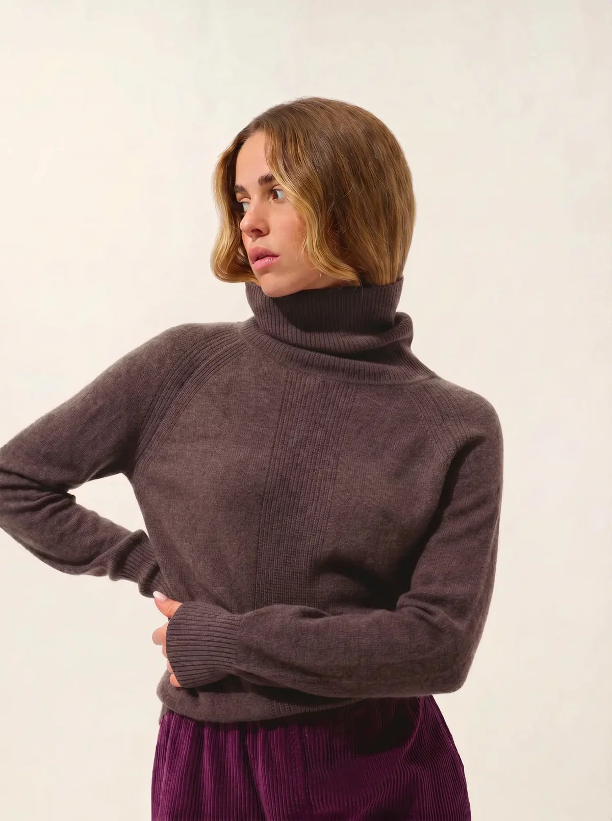 Maglione dolcevita Dolce - Tortora melange