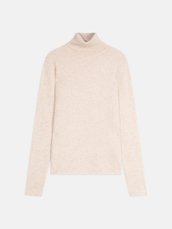 Pull Col Roulé Bise - Beige Chiné - Femme