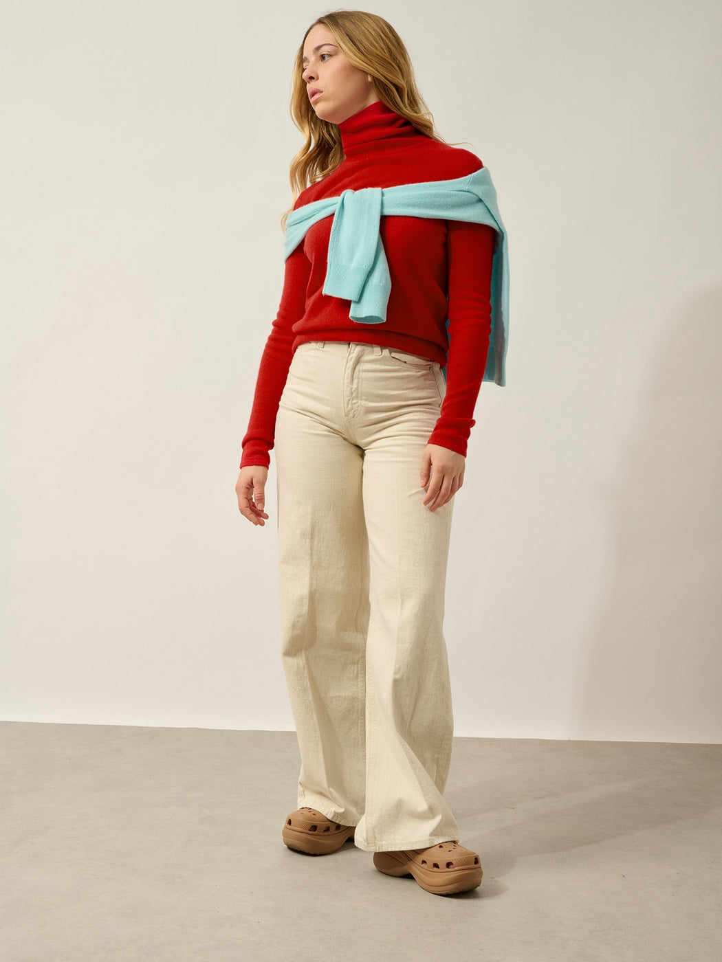Pull Col Roulé Bise - Carmin