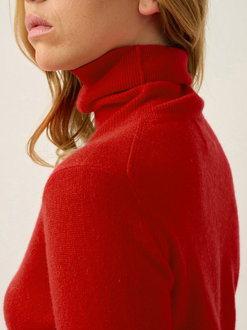 Pull Col Roulé Bise - Carmin